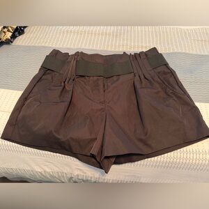 Jennifer Lopez Black High-Waist Pleated Shorts